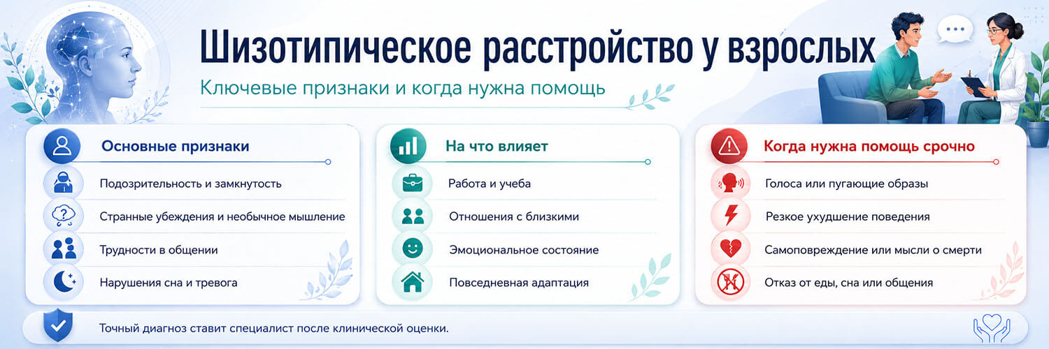 Инфографика о признаках шизотипического расстройства